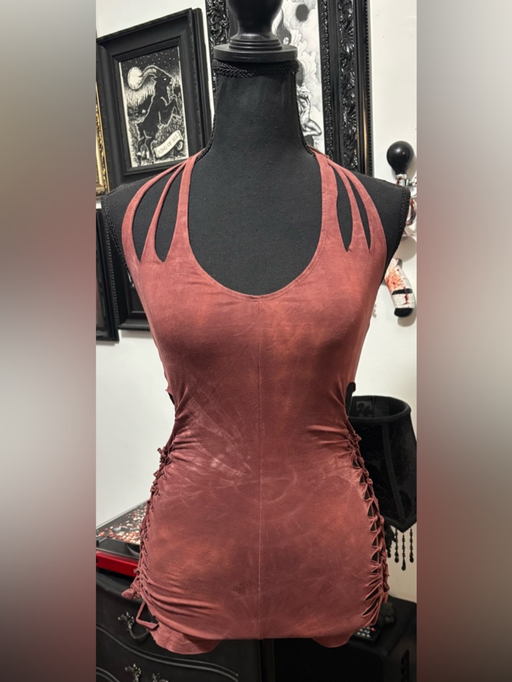 NWT Dolls Kill / Club Exx Red Endless Horizon Shredded Romper